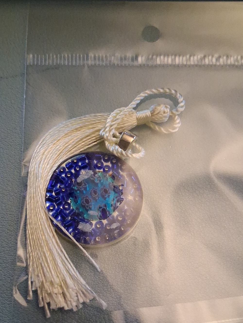 Handmade Mosaic Glass Bead Bookmark with White Tassel - Picture 1 of 3